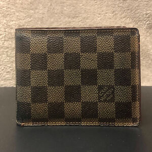 Men LOUIS VUITTON Damier Ebene Portefeiulle Florin Bifold Brown Checkered Wallet